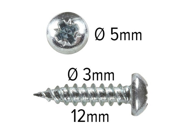 Puuruuvi 13 mm x 3 mm, kupukanta 5 mm, Pozi, teräs ZP, pussi 100 kpl