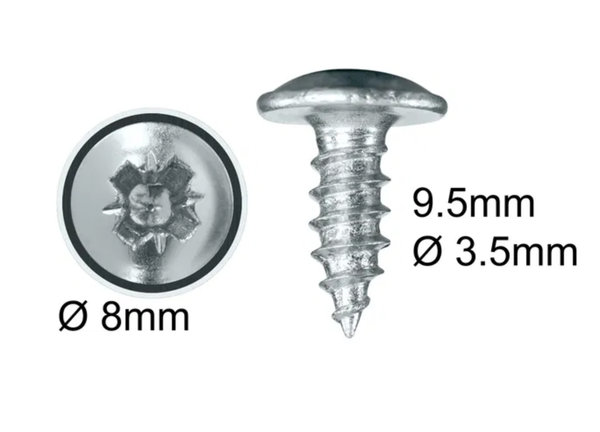 Puuruuvi 9,5 mm x 3,5 mm, matala kupukanta 8 mm, Pozi, teräs ZP, pussi 100 kpl