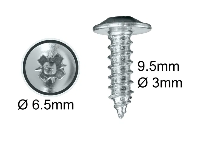 Puuruuvi 9,5 mm x 3 mm, matala kupukanta, Pozi, teräs ZP, pussi 100 kpl